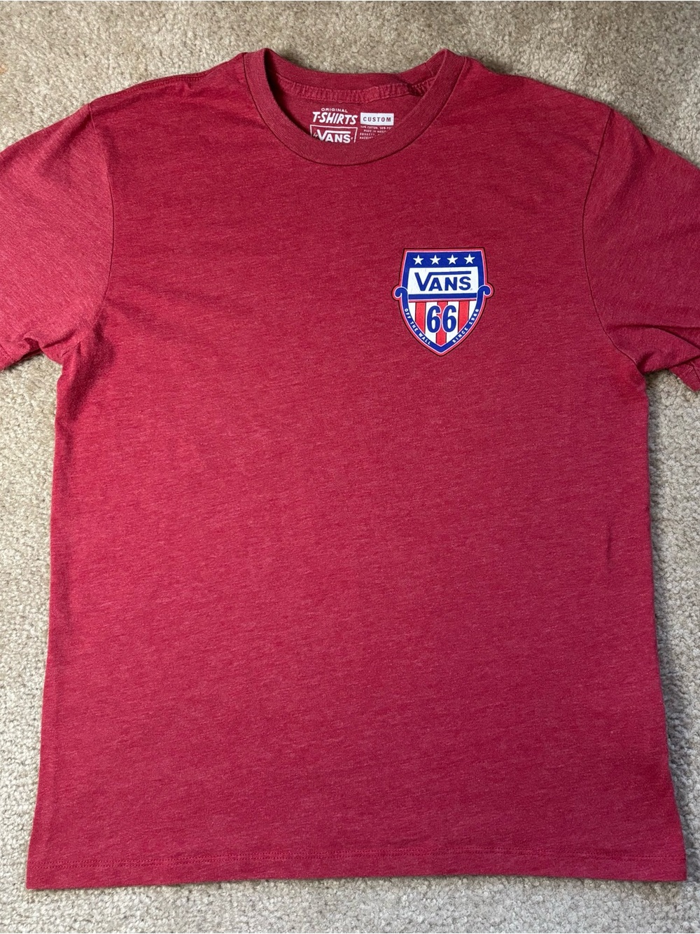 Vans Men’s Heather Red Shield Patch Short Sleeve Tee